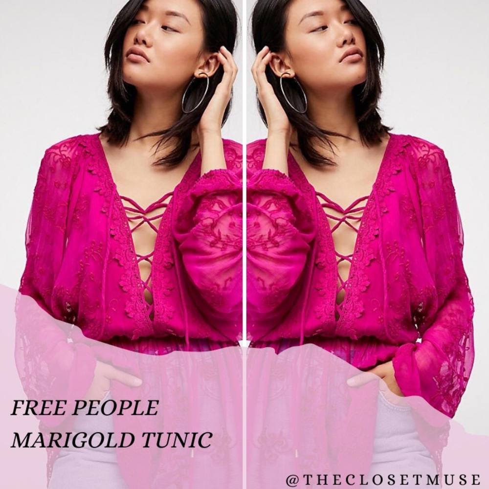 Free People Marigold Tunic Fuchsia Pink Size Small